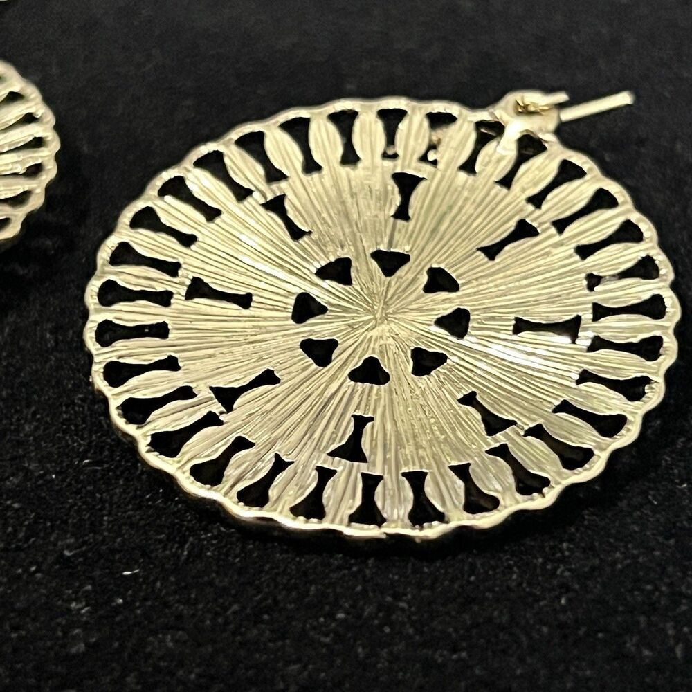 Vintage Dangle Earrings Indian‎ Sunburst Colored Gold Summer Floral Bright - Picture 4 of 6